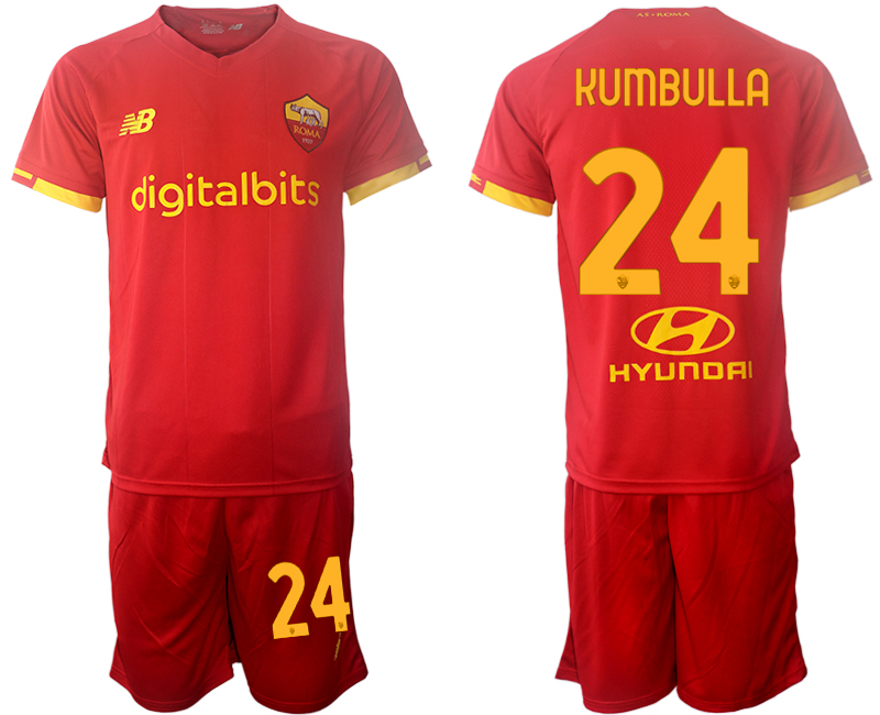 Men 2021-2022 Club AS Roma home red #24 Soccer Jersey